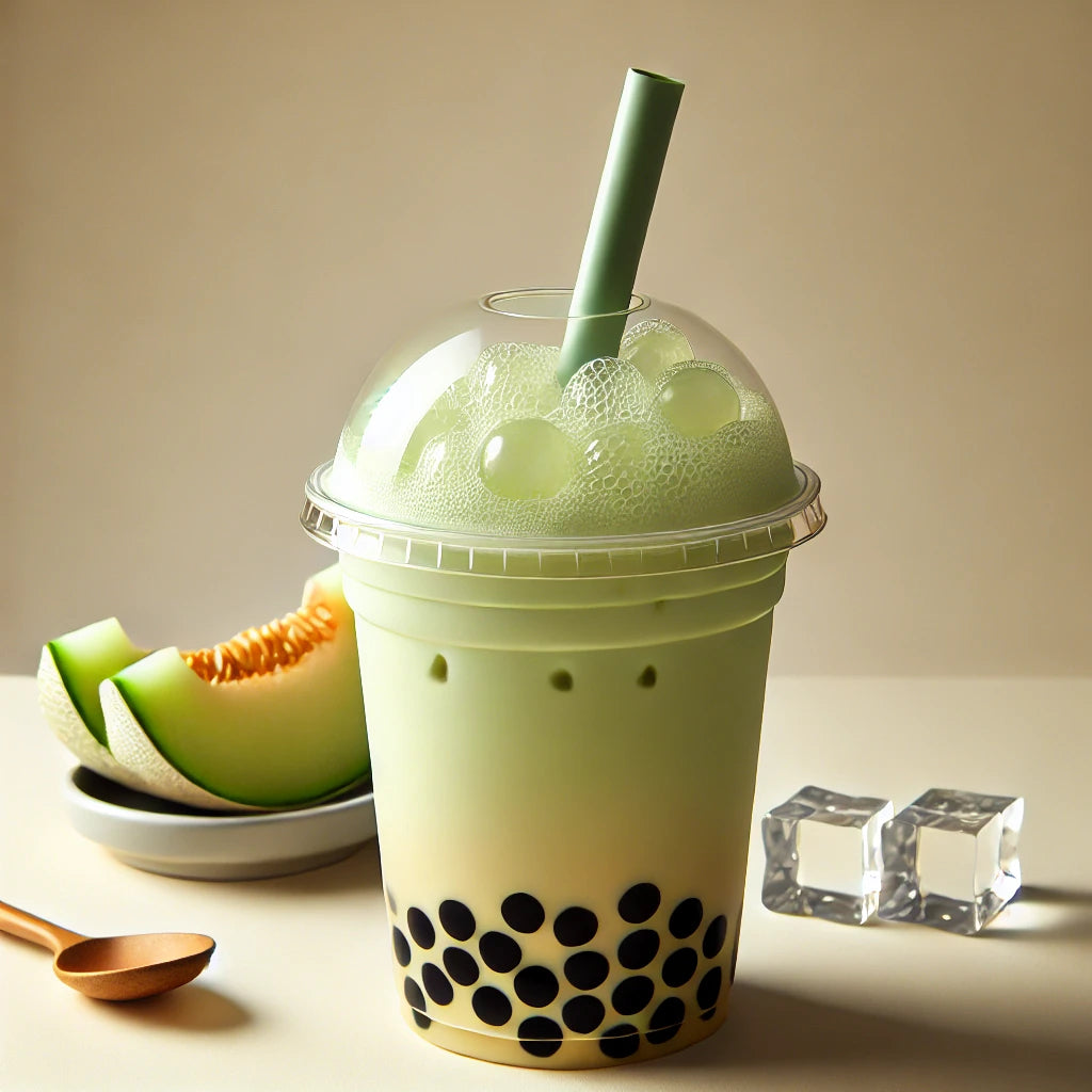 Honeydew bubble tea with milk